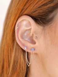 Two Hole Piercing Chain Dangle Earrings