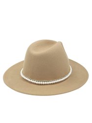 With The Band Hat In Tan With Pearls