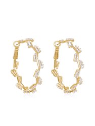 Zig Zag Crystal Baguette Hoop Earrings