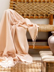 Vegan Cashmere Woven Throw Blanket - Oat