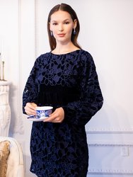 Antonia Dress - Navy Petal Velvet