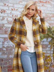 Coco Longline Plaid Coat - Yellow Plaid