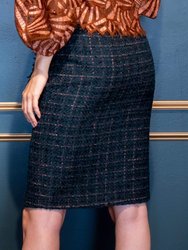 Copper Teal Tweed Pencil Skirt