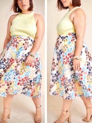 Embroidered Floral Midi Skirt