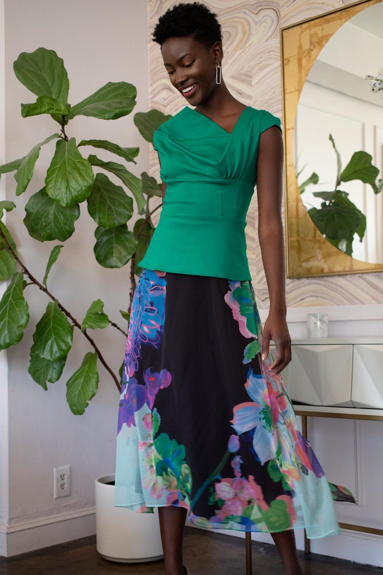 Floral Midi Skirt - Orchid Bloom