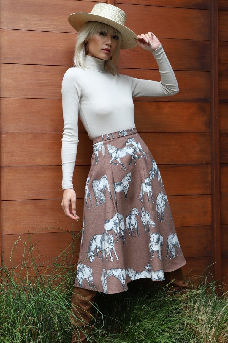Hay Girl Midi Skirt - Brown
