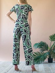 Miranda Jumpsuit With Tie Waist and Flutter Sleeves