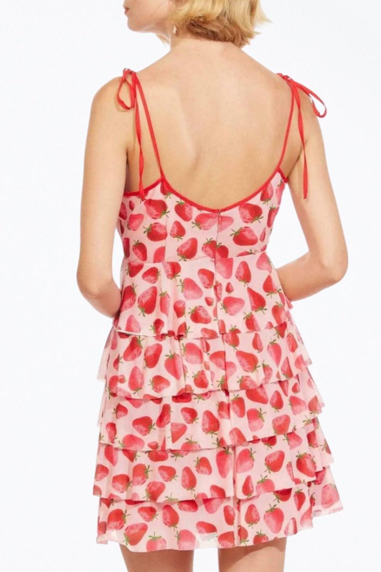 Rada Tiered Mesh Mini Dress In Strawberry Fields