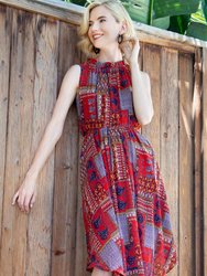 Santal Dress - Patchwork Pleated