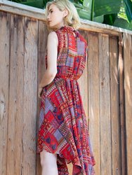 Santal Dress - Patchwork Pleated