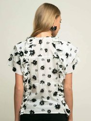 Zoe Top - Black and White Cotton Daisy 3D petal