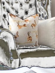 Country Hare Throw Pillow Cover - Taupe