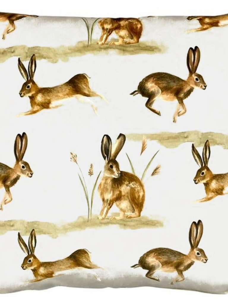 Country Hare Throw Pillow Cover - Taupe - Taupe