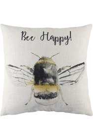 Evans Lichfield Bee Happy Throw Pillow Cover (Black/Yellow/White) (One Size) - Black/Yellow/White