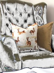 Evans Lichfield Country Hare Throw Pillow Cover - Cream/Brown