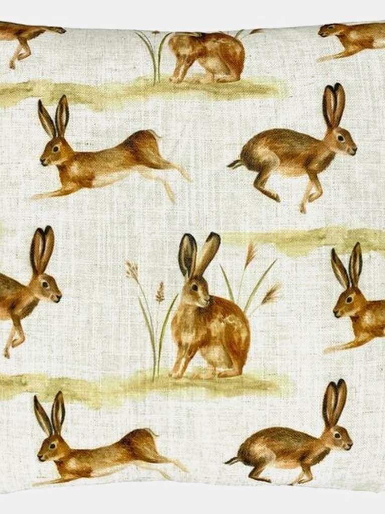 Evans Lichfield Country Hare Throw Pillow Cover - Cream/Brown - Cream/Brown