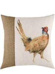 Evans Lichfield Hessian Pheasant Cushion Cover (White/Brown) (30cm x 50cm)