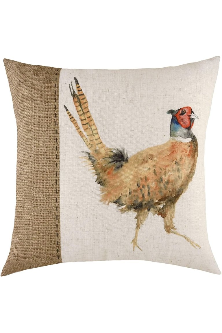 Evans Lichfield Hessian Pheasant Cushion Cover (White/Brown) (30cm x 50cm)