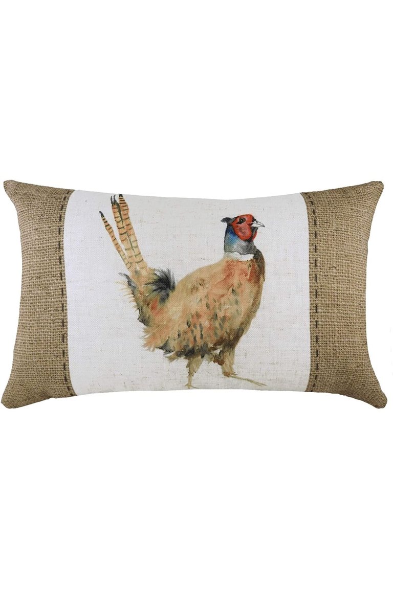 Evans Lichfield Hessian Pheasant Cushion Cover (White/Brown) (30cm x 50cm) - White/Brown