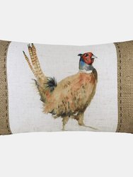 Evans Lichfield Hessian Pheasant Cushion Cover (White/Brown) (43cm x 43cm) - White/Brown