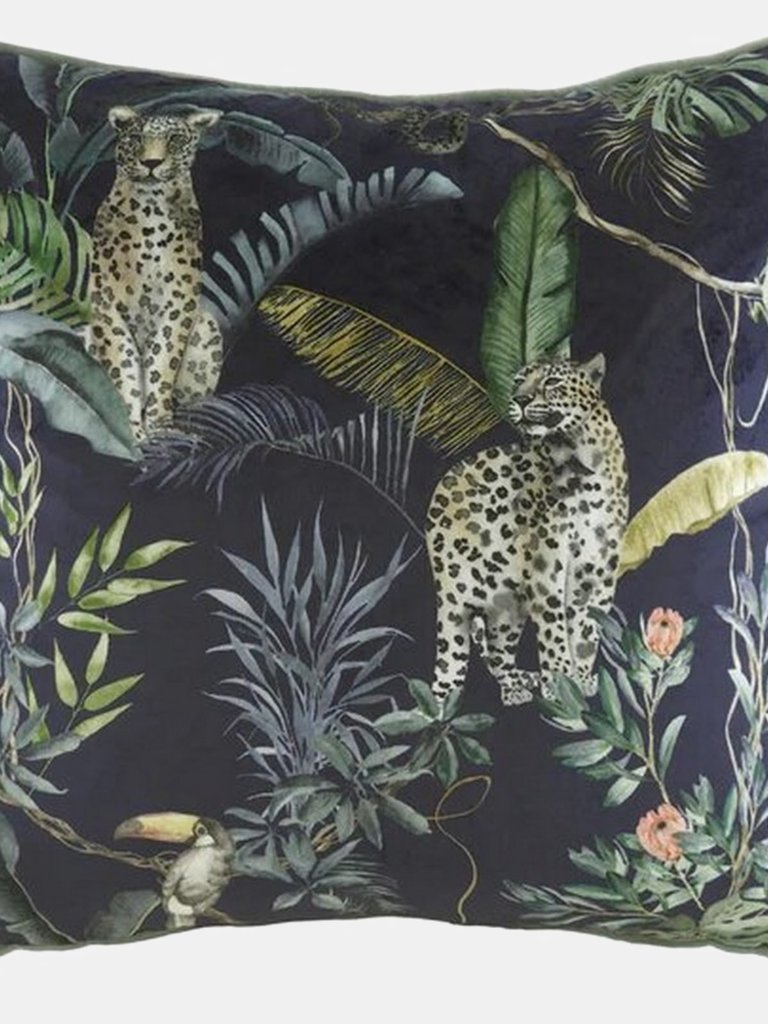 Evans Lichfield Jungle Leopard Cushion Cover - Petrol - Petrol
