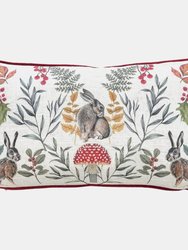 Mirrored Hare Throw Pillow Cover - Burgundy/Off White - Burgundy/Off White