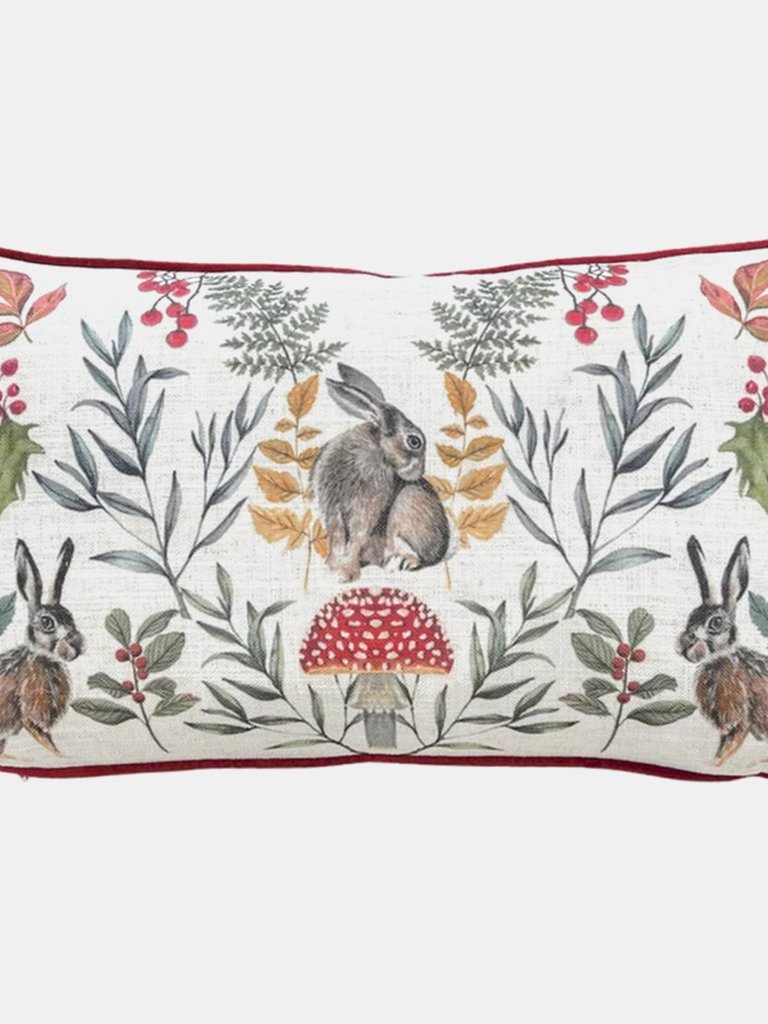 Mirrored Hare Throw Pillow Cover - Burgundy/Off White - Burgundy/Off White