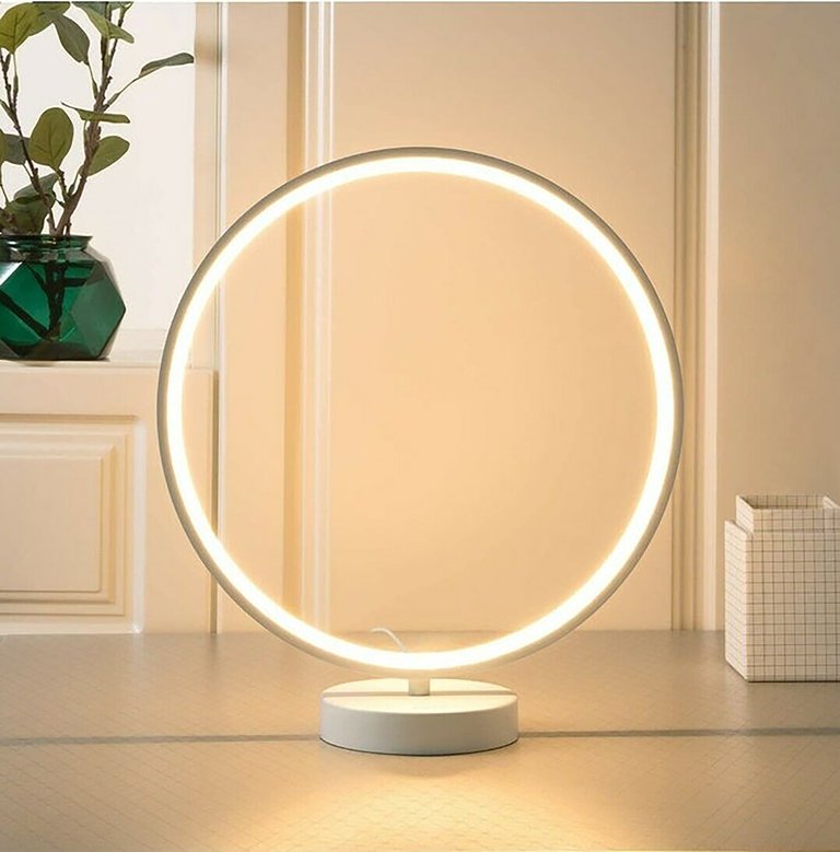 13.8 in. Circular RGB Table Lamp With Remote Control - White