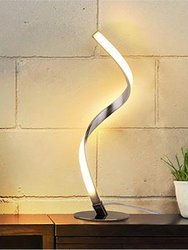 16.34 in. White Stainless Steel Spiral Design LED Table Lamp With Dimmable Touch Button - White