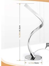 16.34 in. White Stainless Steel Spiral Design LED Table Lamp With Dimmable Touch Button