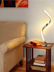 16.34 in. White Stainless Steel Spiral Design LED Table Lamp With Dimmable Touch Button