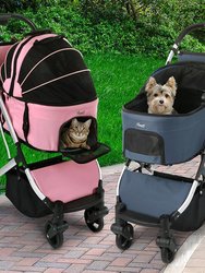 3-in-1 Navy Waterproof Pet Stroller with Removable Carrier, 6 Pocket Organizer & Basket, One-Hand Fold