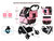 3-in-1 Pink Waterproof Pet Stroller with Removable Carrier, 6 Pocket Organizer & Basket, One-Hand Fold