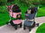 3-in-1 Pink Waterproof Pet Stroller with Removable Carrier, 6 Pocket Organizer & Basket, One-Hand Fold