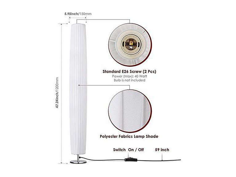 47 in. Floor Lamp with Round Fabric, Base Weighted Section