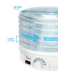 5-Tray Food Dehydrator With Adjustable Thermostat - White