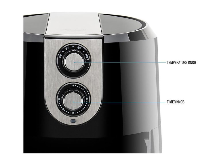 5.8 Qt. Black Stainless Steel Air Fryer with 180 to 400 Temperature Range, Oil-Less