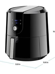 5.8 Qt. Black Stainless Steel Black Air Fryer with Temperature/Timer Settings and 7 Cooking Presets, Oil-Less Low-Fat Air Frying