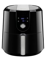 5.8 Qt. Black Stainless Steel Black Air Fryer with Temperature/Timer Settings and 7 Cooking Presets, Oil-Less Low-Fat Air Frying - Black