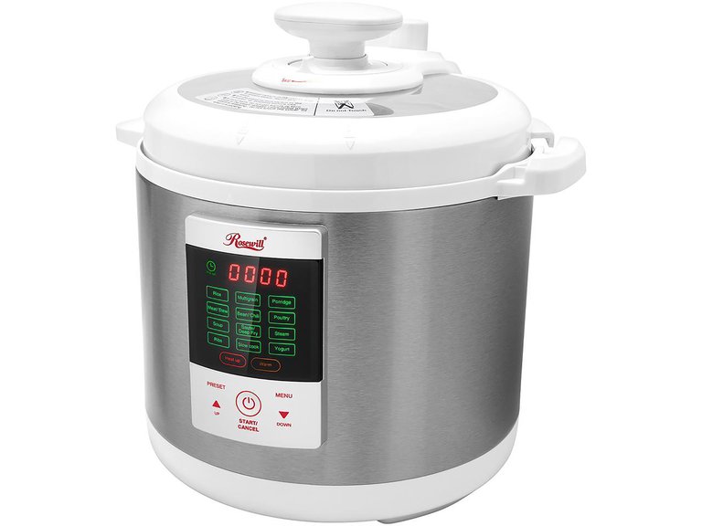 6 Qt. White Stainless Steel Energy Efficient Electric Pressure Cooker With 12 Cooking Programs