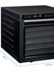 6-Tray Black Food Dehydrator With 2 Speeds Settings And Dual Fans