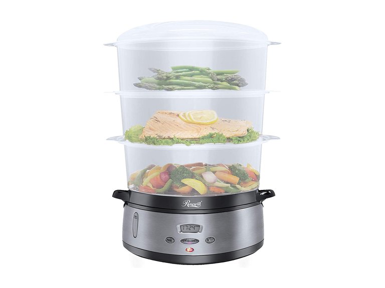 9.5 Qt. Black Digital Food Steamer with 3-Tier