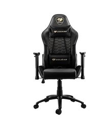 Gold PVC Leather Gaming Chair with 2D Adjustable Armrest - Black and Gold