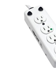 Medical-Grade Power Strip With Four 15A Hospital-Grade Outlets - White