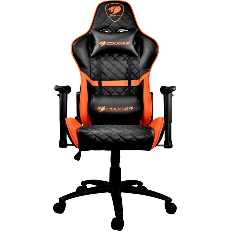 Orange PVC Leather Gaming Chair with 2D Adjustable Armrest - Black & Orange