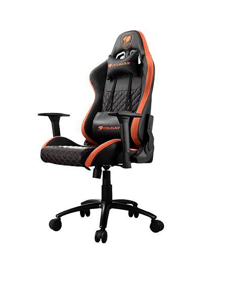 Orange PVC Leather Gaming Chair with 3D Adjustable Armrest