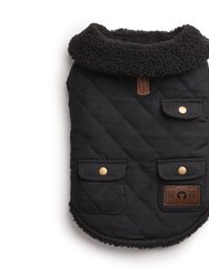 Black Quilted Shearling Coat - Black
