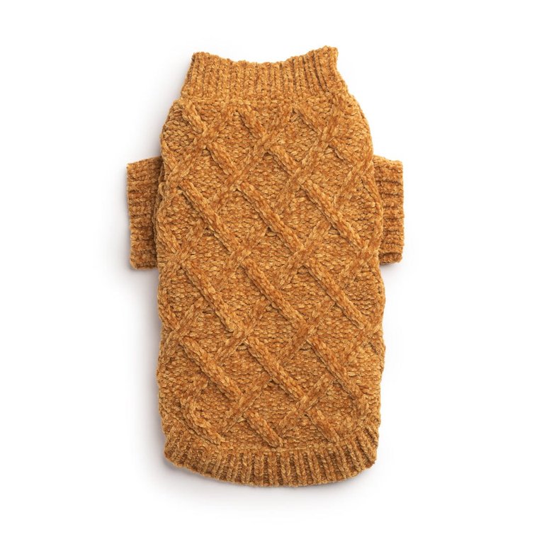 Gold Chenille Pet Sweater - Gold