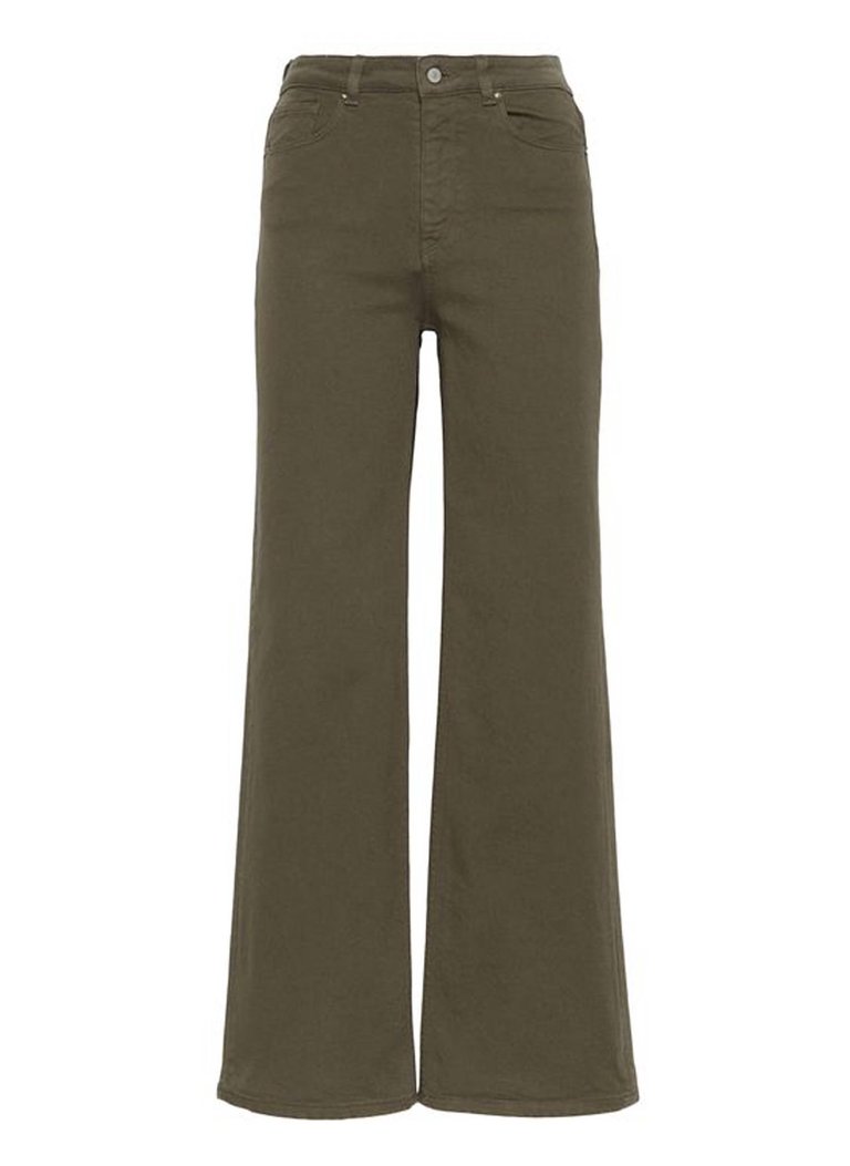 Women's Flare Denim Trousers In Olive - Olive