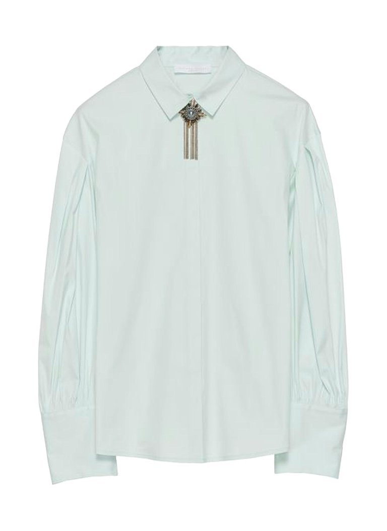 Women's Poplin Balloon Sleeve Shirt In Mint - Mint